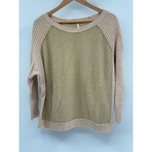 Free People Sweater Women Size Small‎ Tan Pullover Long Sleeve Sticks and Stones